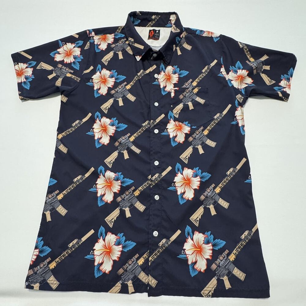 Oaf Nation Shirt Mens Medium Blue Floral Button Up Short Sleeve Hawaiian